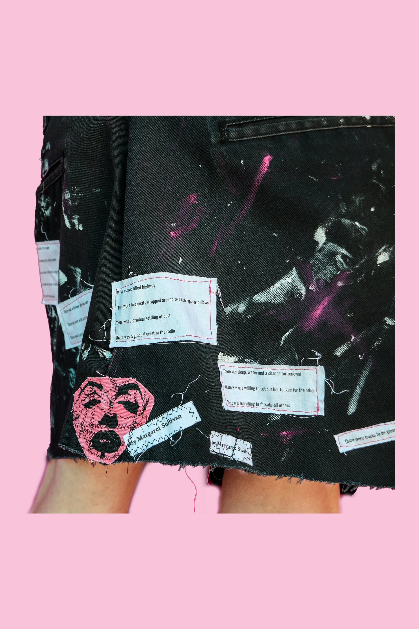 #36 Quiet Power/#15 Radio Silence Black, Paint-Splattered Mini Skirt