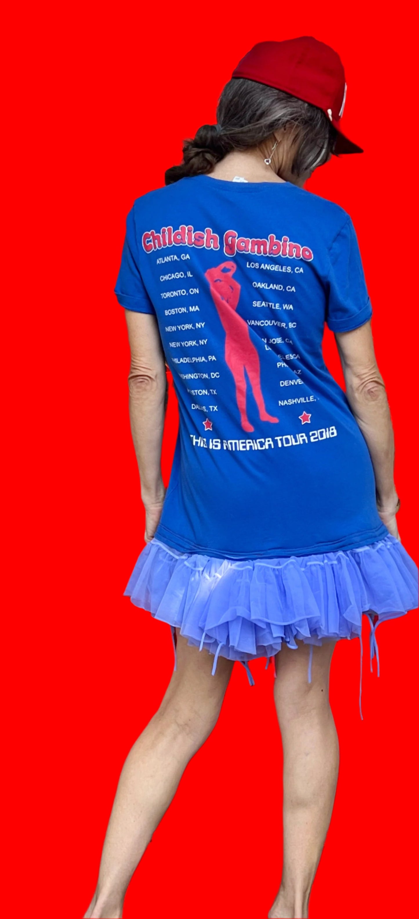 Childish Gambino Contrasting Blue Deconstructed Crinoline Dropwaist Minidress