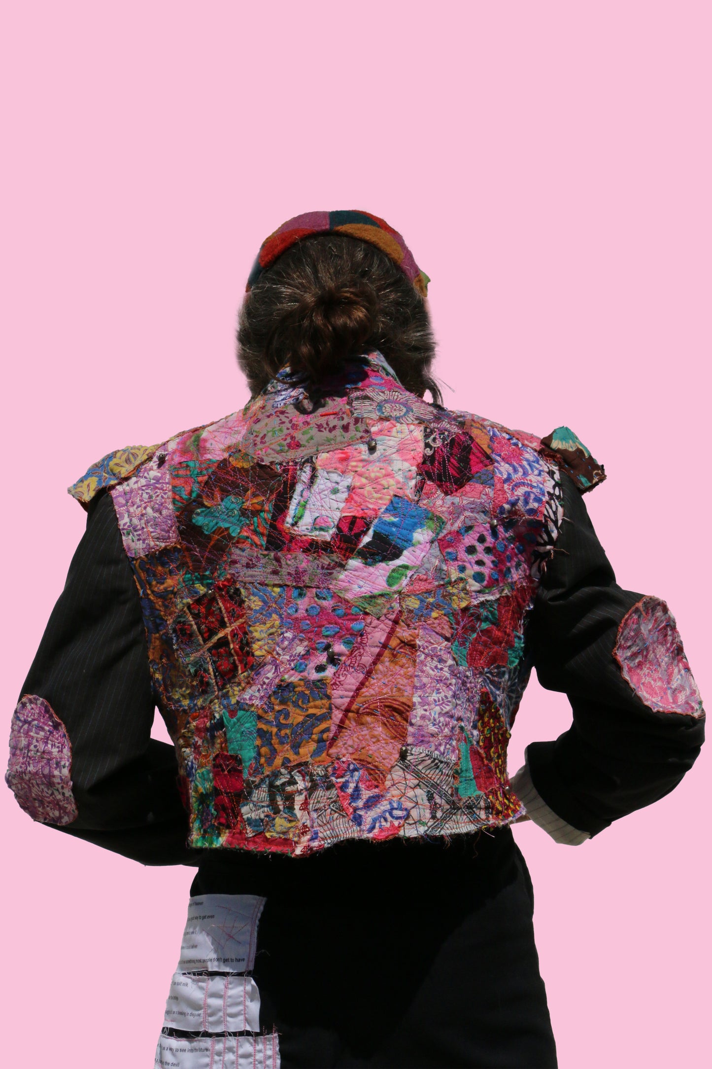 patterned straight-stitched crazy crazy blazer