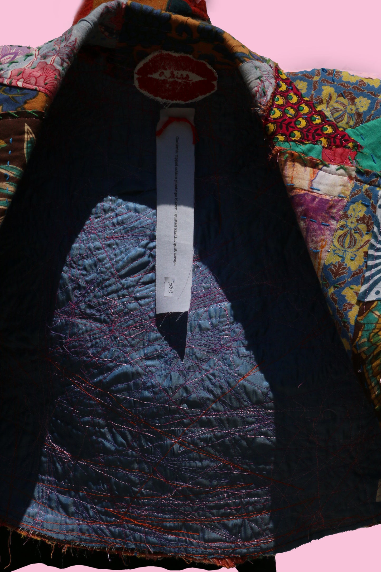 patterned straight-stitched crazy crazy blazer