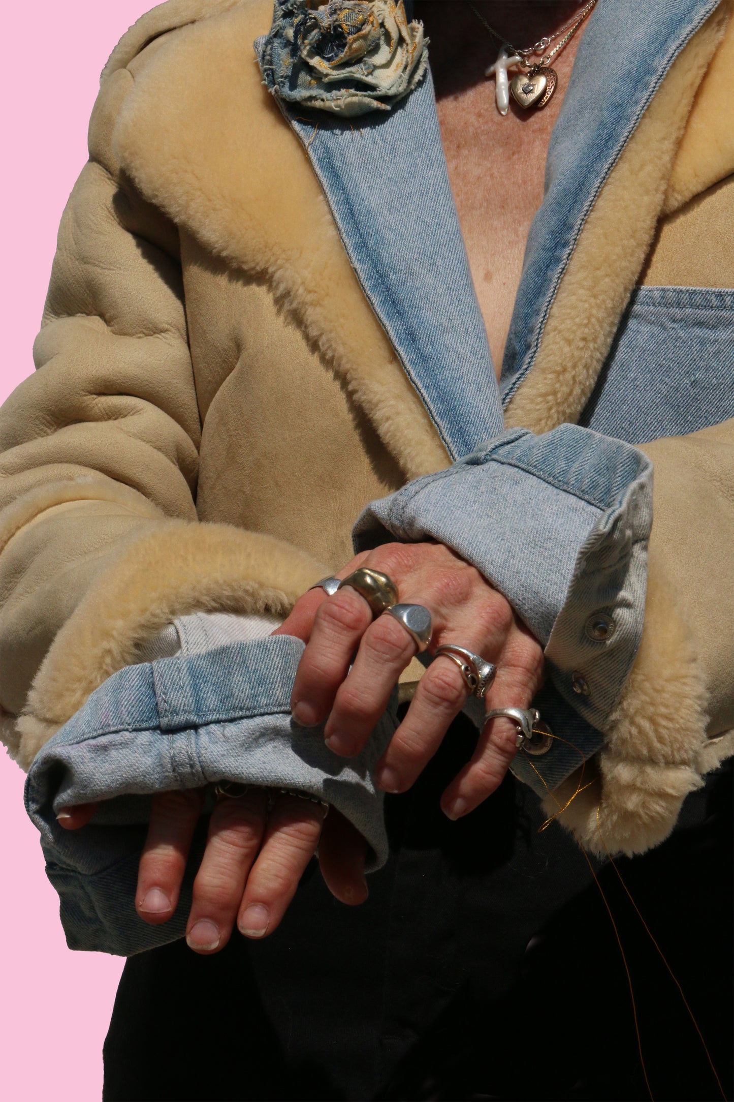 Denim Sheepskin Blazer