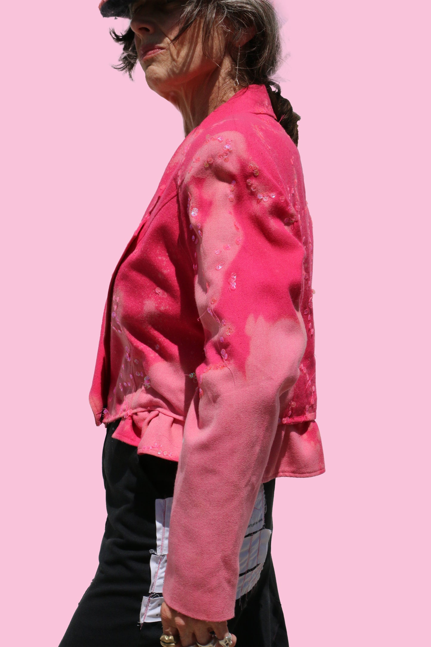 bedazzled pink blazer