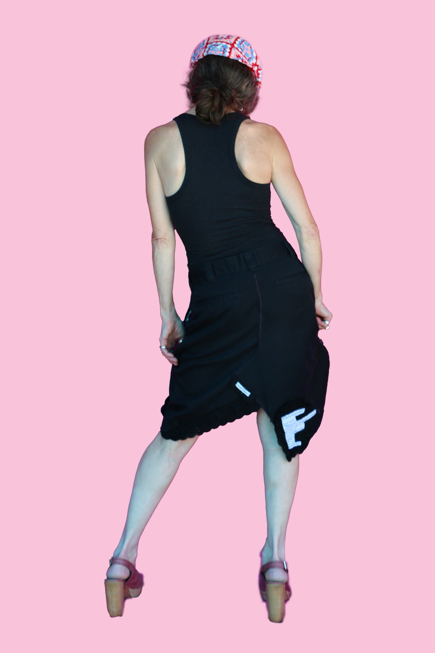 #39 Full of Magic/#53 We the American People Black Knee-Length Skirt W/Black Eyelet Ruffles