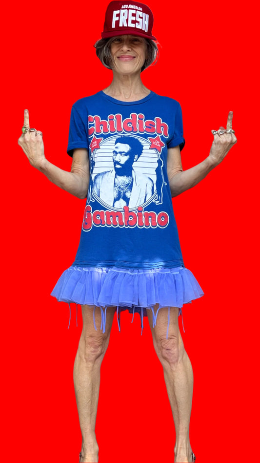 Childish Gambino Contrasting Blue Deconstructed Crinoline Dropwaist Minidress