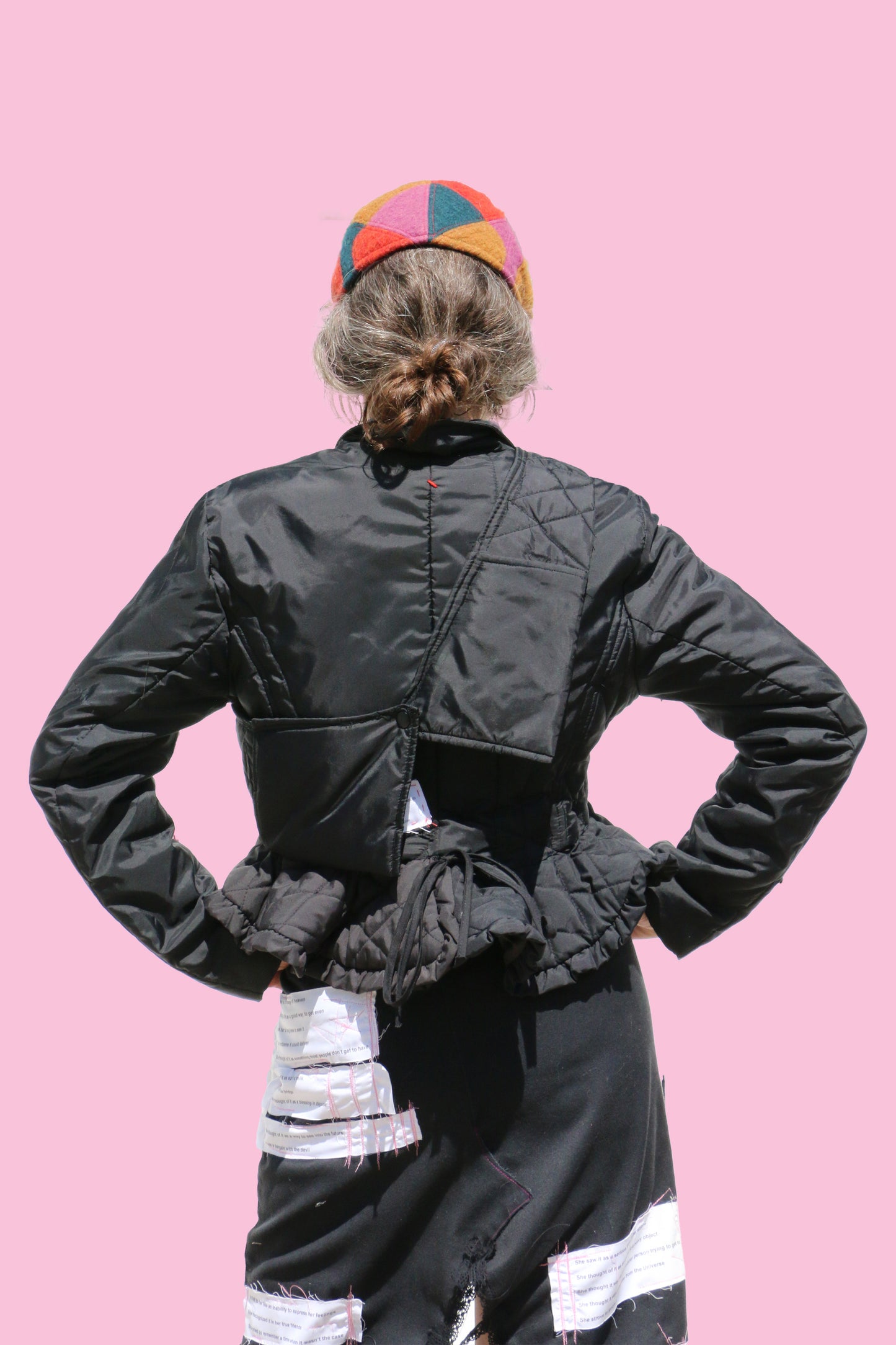 Black Padded Jacket with matching crossbody bag